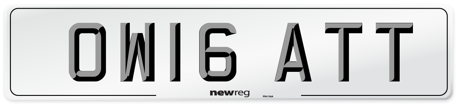 OW16 ATT Number Plate from New Reg